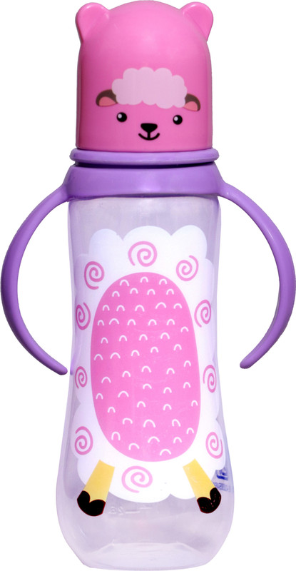 Royal Baby BABY Feeding bottle 8OZ (250ML)BOOT/ROUND WITH NIPPLE MHEE CAP AND HANDLE - 250 ml(pink purple l white)