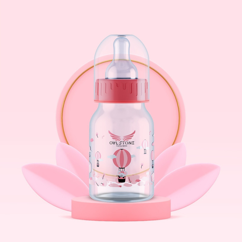 3D METRO SUPER STORE By OWLSTONE Anti-Colic Slim Neck Essential Baby Feeding Bottle, BPA Free - 125 ml(Pink)