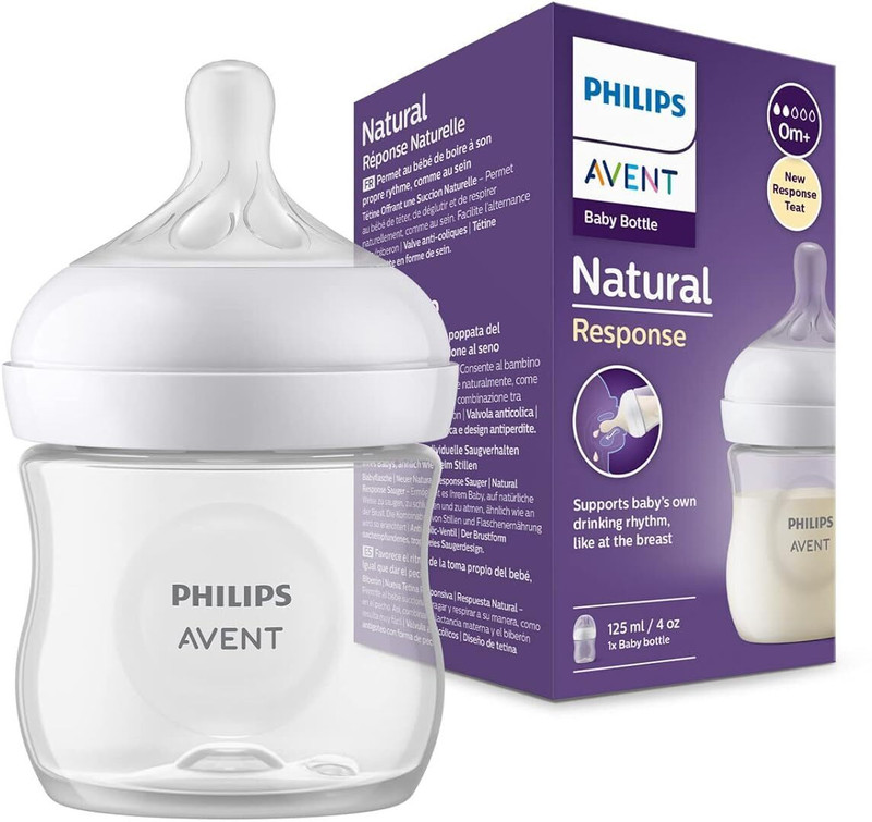 Philips Avent Natural Response Baby Feeding Bottle - 125 ml(Transparent (White))