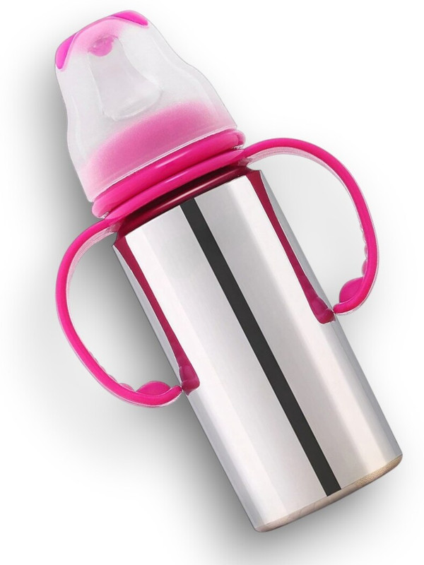 RB Point Anti-Colic Stainless Steel Baby Feeding Bottle with Handle Infant Milk Feeder - 250 ml(Pink)
