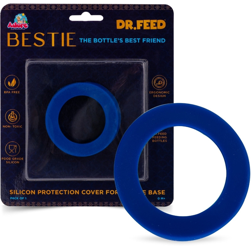 Adore Dr.Feed Bestie! Silicon Base for Dr.Feed Wide Neck Bottles-Baby-Pack of 2(Dark Blue)