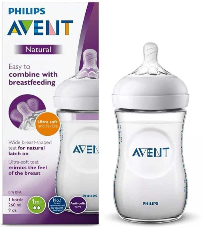 Avent 1 Month+ Age | Natural Response Baby Feeding Bottle | SCF033/20 | BPA Free | - 260 ml(Transparent)