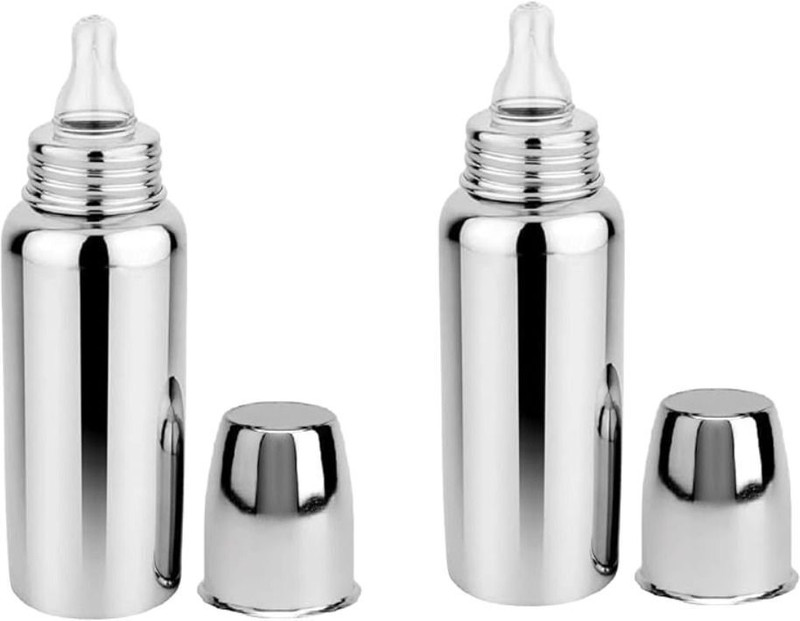 ORILACE Baby feeding stainless steel bottle with BPA free 0 to 2 years Pack of 2 - 250 ml(BOTTLE PACKOF 2)