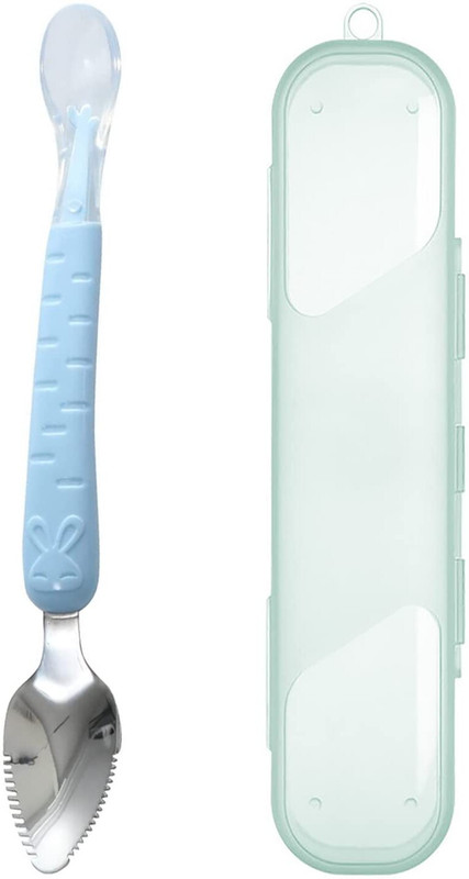 Fancy Walas Presents Baby Fruit Spoon 2 in 1 Double Head Puree Spoon Multi-use  - BPA Free Silicone(Blue)