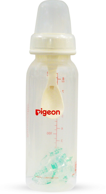 Pigeon Baby Feeding Bottle with Spoon Food Feeder - 240 ml(White)
