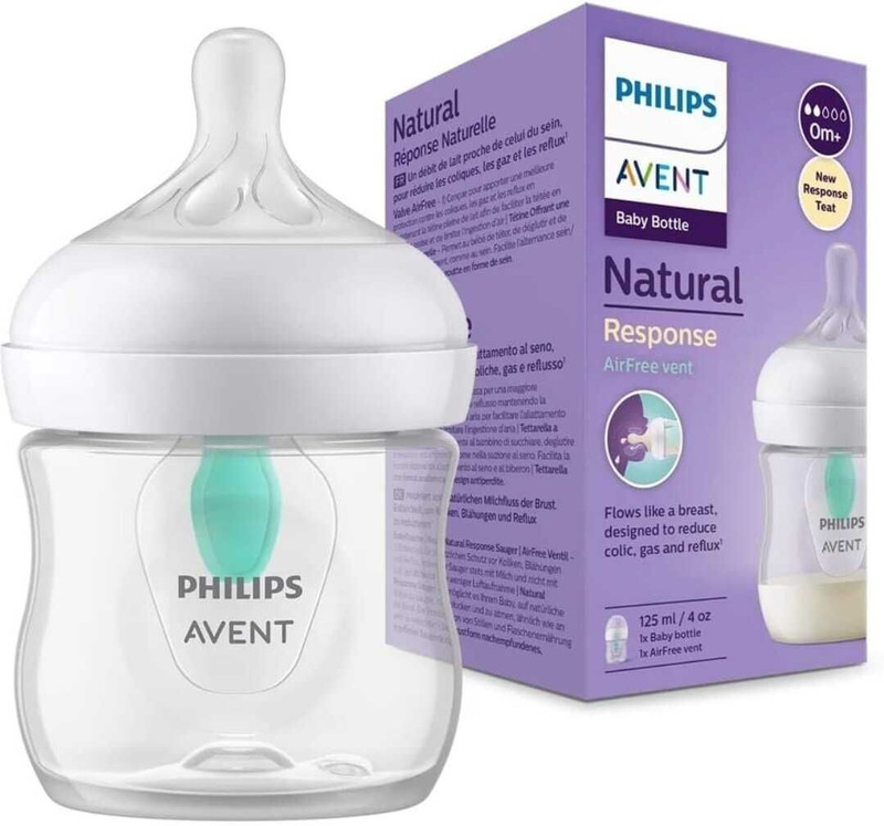 Avent | 0 Month+ Age | Natural Response Baby Feeding Bottle | SCY670/01 | AirFree vent - 125 ml(Clear)