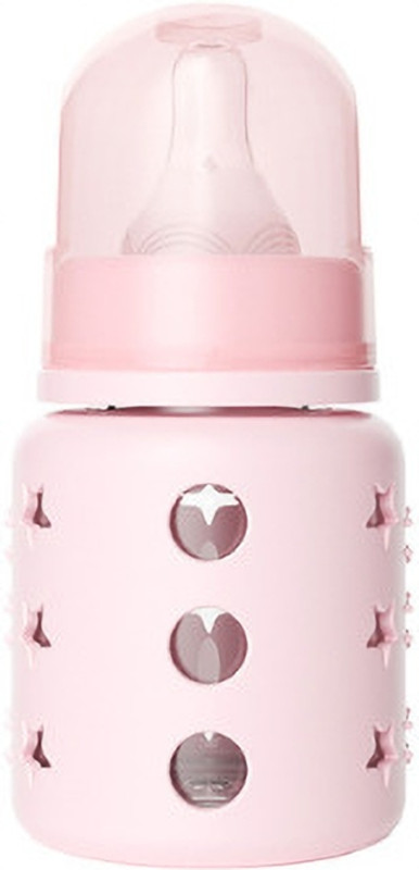 KIDS MY LITTLE Mini Premium Glass Feeding Bottle With Removable Silicon Cover. - 60 ml(Pink)