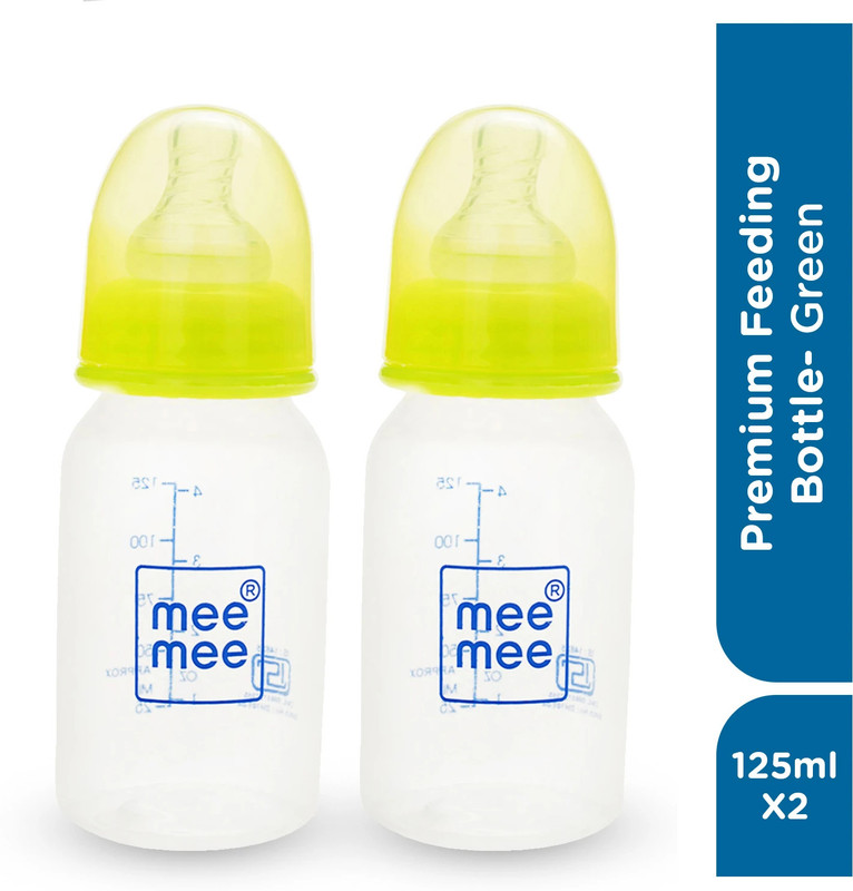 MeeMee Eazy Flo Premium baby Feeding Bottle (Green, 125 ml- Pack of 2) - 125 ml(Green)