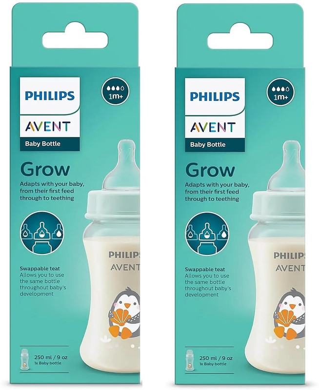 Philips Avent 1M+ Grow Baby Feeding Bottle Pack of 2 - 250 ml(Multicolor)