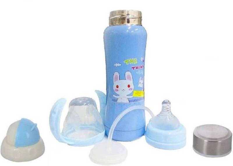 Toica 3 in 1 Three Head Cartoon Printed Baby Steel Feeding Bottle - 240 ml - 240 ml(Blue)