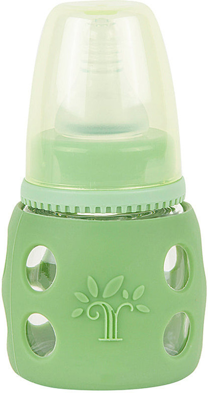 KIDS MY LITTLE Infant, Newborn Babies, Baby Glass Feeding Bottle with Silicone BPA Free Cover. - 60 ml(Green)