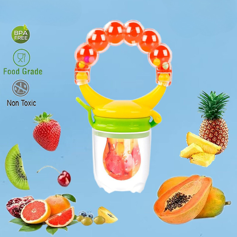 Nilika Enterprises BPA-Free Baby Fruit Feeder Pacifier Silicone Food Nibbler with Rattle Handle - 100 ml(Multicolor)