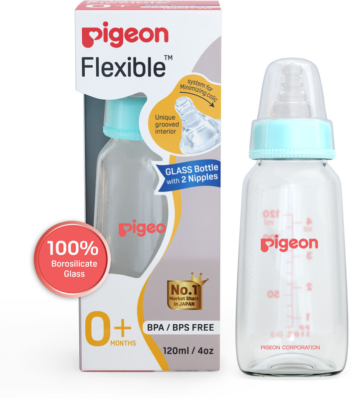 Pigeon GLASS FEEDING BOTTLE 120ML - 120 ml(TRANSPARENT)