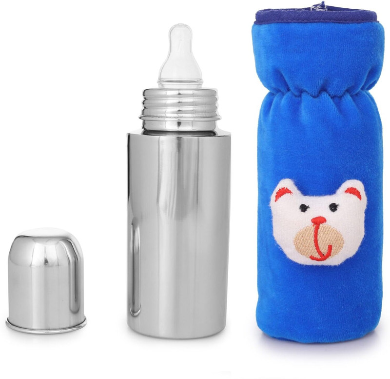 Aditya Fashion Stainless Steel Baby Feeding Bottle Infant Milk Bottle with Cover  - Stainless Steel(Blue)