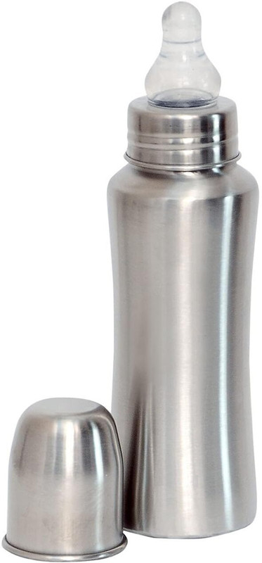 En ligne Stainless Steel Baby Feeding Bottle No Leakage with BPA Free Feeder - 240 ml(Mirror)