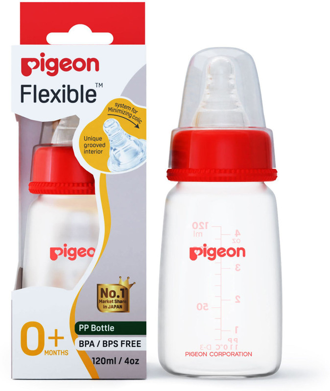 Pigeon Peristaltic baby feeding bottle Square Base nipple S - 120 ml(Red)