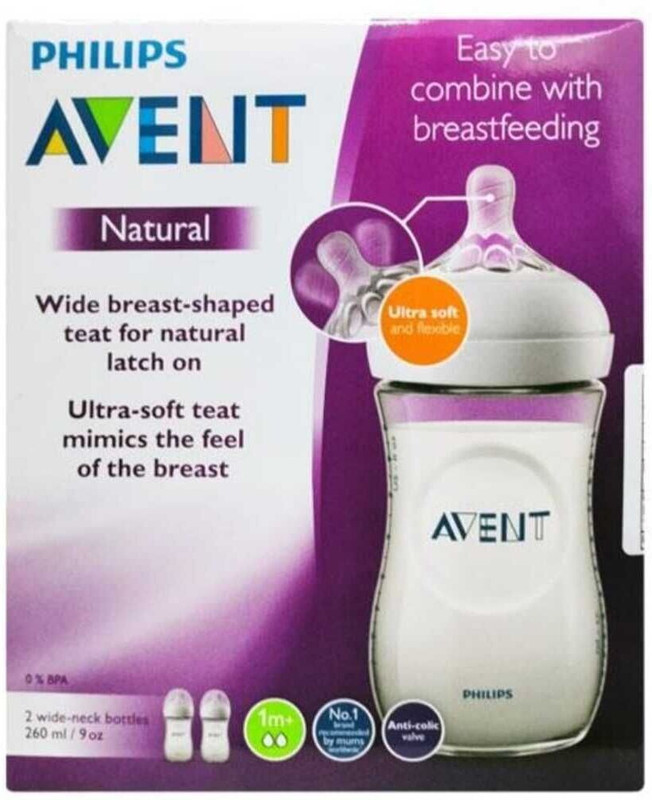 Avent 1 Month+ | Natural Response Baby Feeding Bottle | SCF033/20 | Pack of 2 - 260 ml(Transparent)
