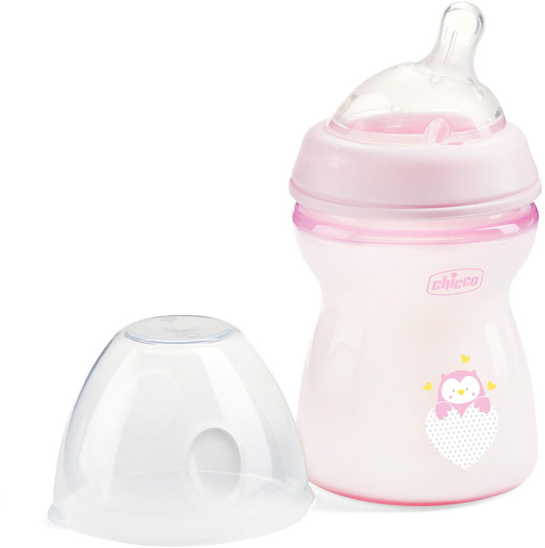 Chicco Natural Feeling Feeding Bottle (250ml, Slow) (Pink) - 250 ml(Pink)