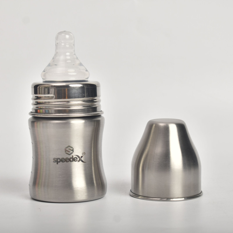 SPEEDEX Stainless Steel Bliss Feeding Bottle for Milk and Baby Drinks - 125 ml(Silver)