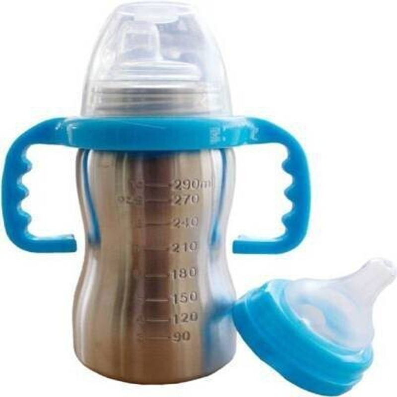 CHILD CHIC Thermal Insulation Stainless Steel Baby Feeding Bottle -290 ml (Blue) - 290 ml(Blue, silver)