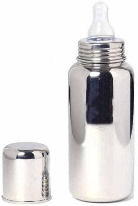 Kamz Baby Feeding Stainless Steel bottle with Silicone Nipple - Stainless steel(Grey)