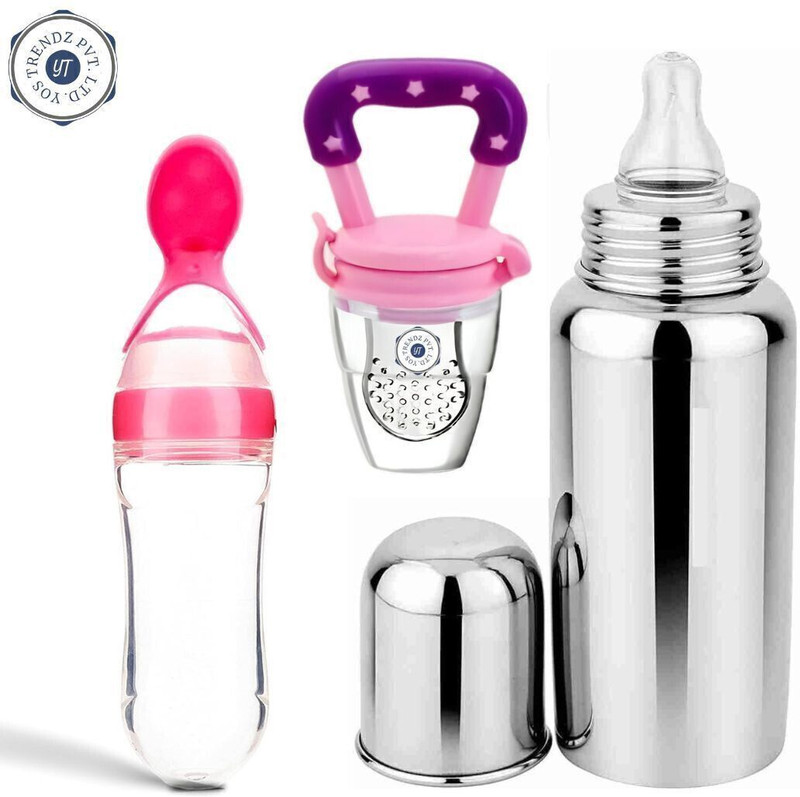 YOS TRENDZ Food Grade Premium Steel Bottle 304 Grade Steel with Baby fruit/food feeder - 250 ml(multicolour E)