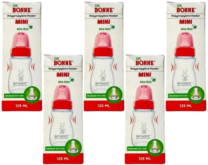 RB Point Bonne Baby Bottle The Ultimate in Spill-Proof Feeding(pack 5) - 125 ml(White)