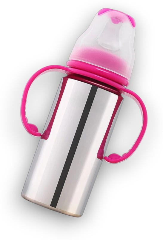 RB Point Baby Steel Bottle with Handle Anti-Colic Nipple BPA Free Silicone Teat - 250 ml(Pink)