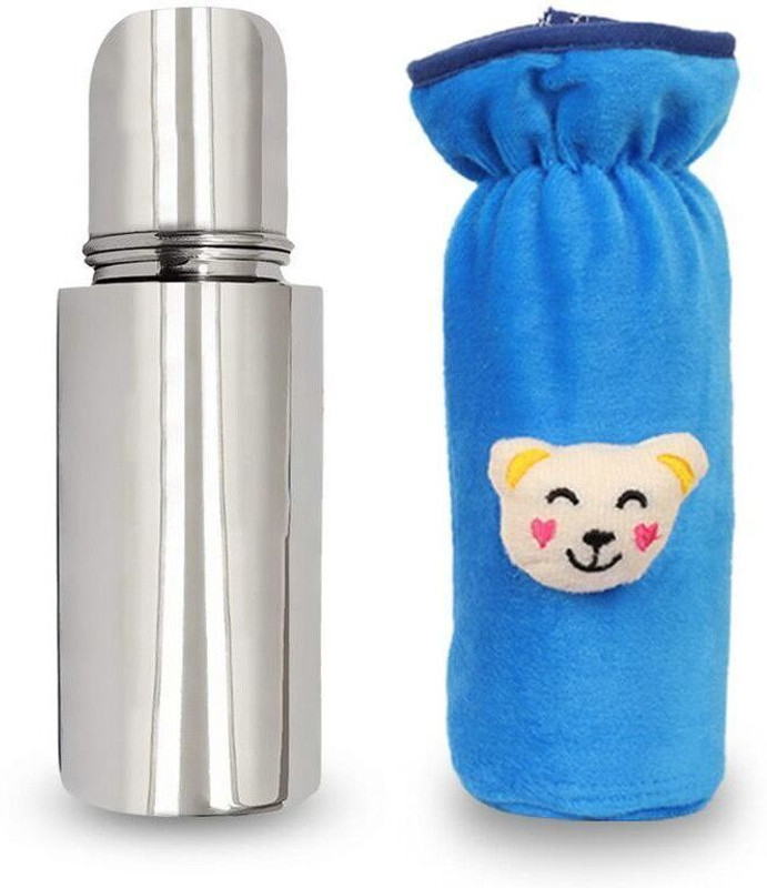 BLUSCAILE NEW BORN BABY KIDS FEEDING STEEL BOTTLE WITH BLUE COVER FOR 0-2 YEARS - 250 ml(Blue)