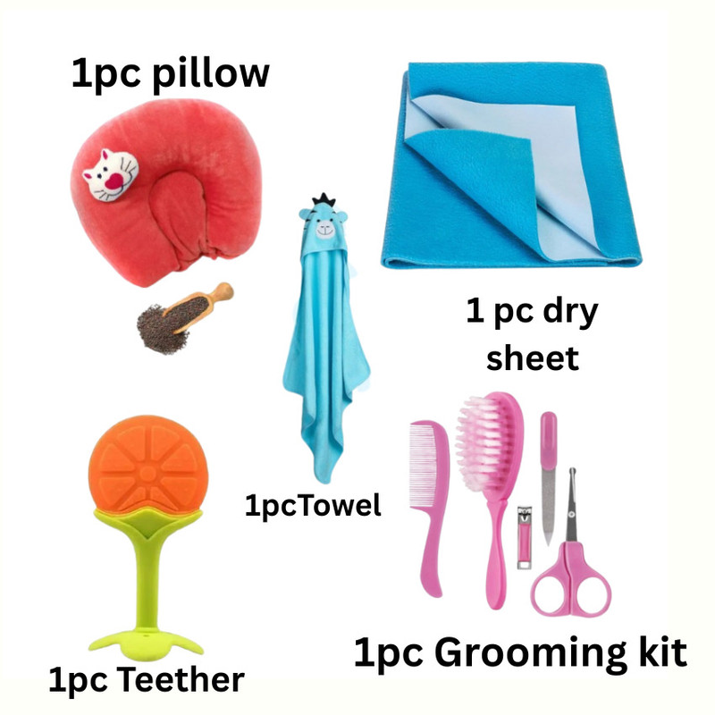 KALRA MAGIC Baby Care Combo Gift Set with Neck Pillow Dry Sheet Grooming Kit(Multicolor)