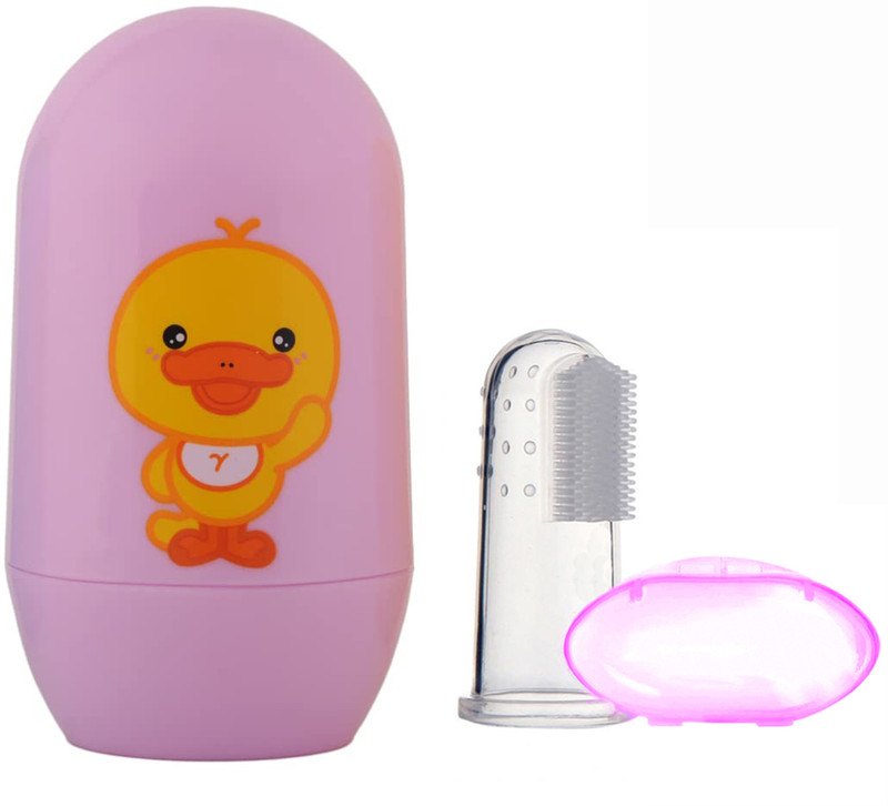 TINNY TOTS Baby Grooming Nail Kit & Soft Silicon Finger Toothbrush Teether(PINK-PINK)