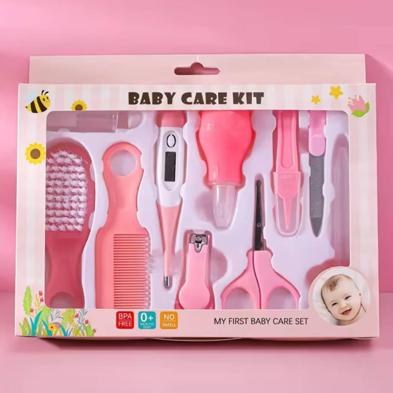 HurryShoppy New Born Baby Care Products Kit Health Grooming Product Set With Thermometer(Pink)