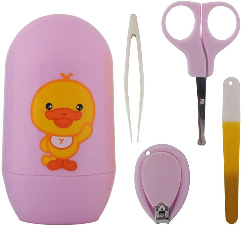 The Cheeky Kidzz 4 In 1 Baby Essential Grooming Baby Nail Clipper Scissor Filer Tweezers Set(Pink)