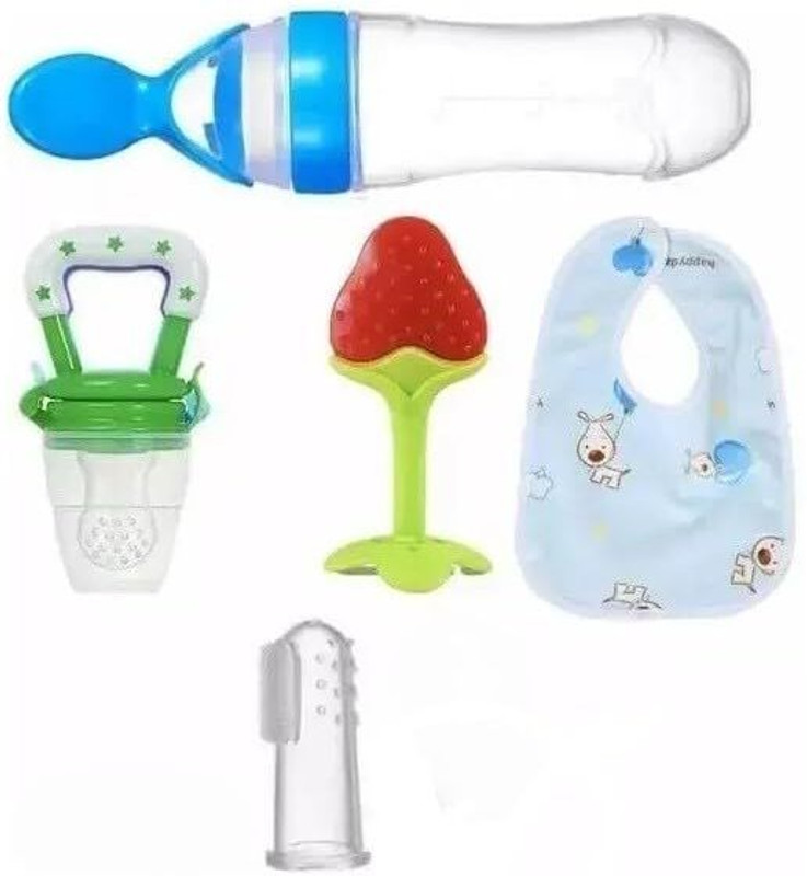 Nonababy Complete Feeding Combo | Food Dispensing Spoon Bottle, Fruit Feeder Nibbler - BPA Free(Multicolor)