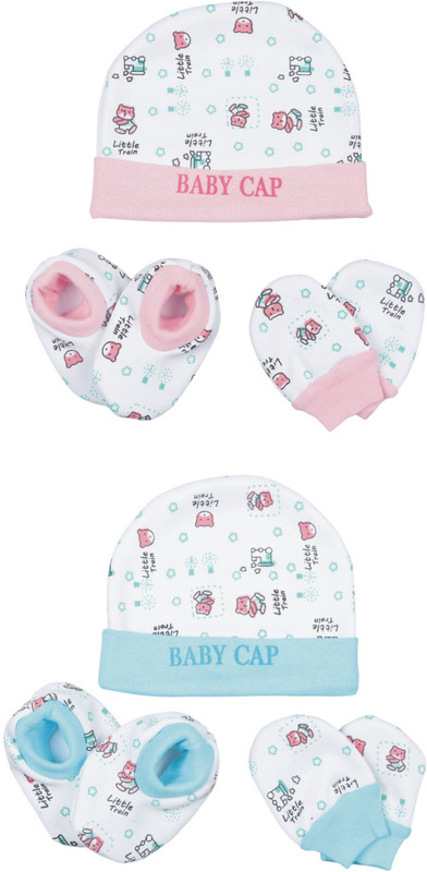 MEEOWMEE Combo Supersoft Booties, Mitten And Cap Set new born baby boy and baby girl(Pink, Blue)