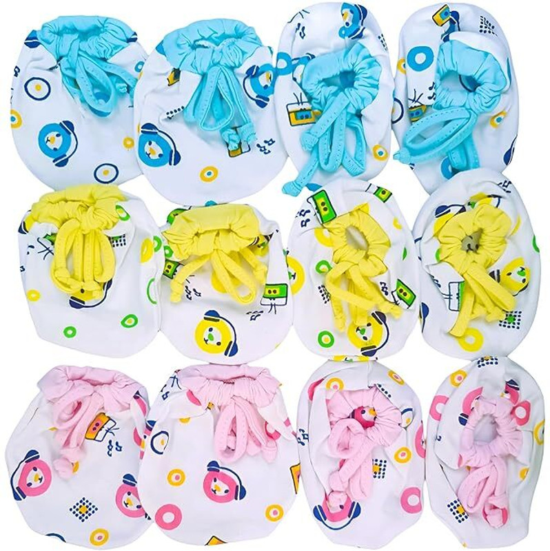 Romzen Newborn Mittens, Baby Cotton Gloves for Infant, Toddler, Boys, Girls(White)