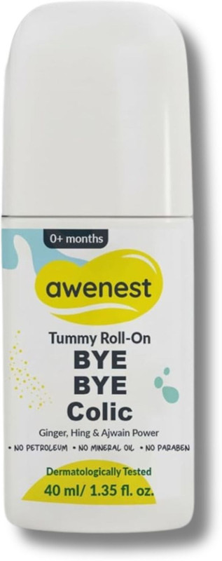awenest Tummy Roll-On Bye Bye Colic | Ayurvedic Relief for Gas, Colic, Constipation(White)