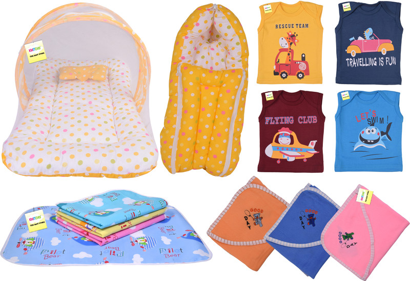 Kwitchy Unisex New Born Baby Luxury Pure Cotton Premium Bedding Set standard Crib(Fabric, Yellow)