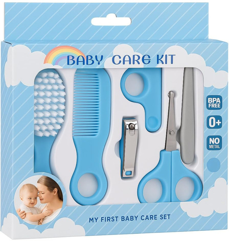 Y.GOYAL&CO. Newborn Baby Care Grooming Kit Brush Comb Nail Cutter Hygiene Set(Multicolor)