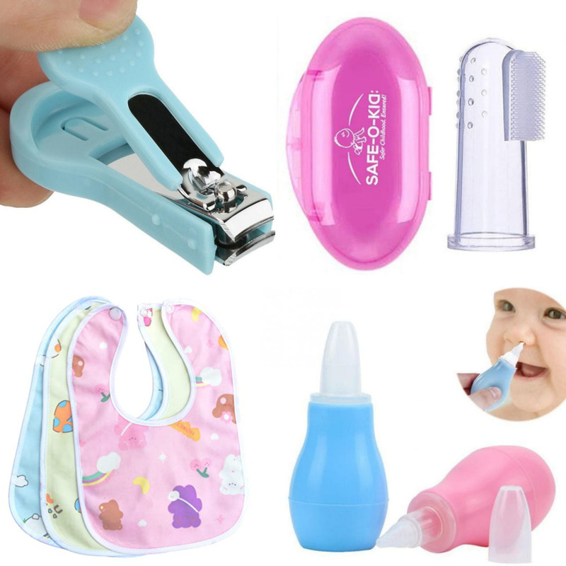 Goyoku BaBy Bib 3,Nail cuter, Nose Cleaner, Finger tooth Brush Pack of 6(Multicolor)
