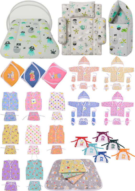 Kwitchy New Born Baby Premium Quality Baby Care Combo Set Standard Crib(Fabric, Grey)