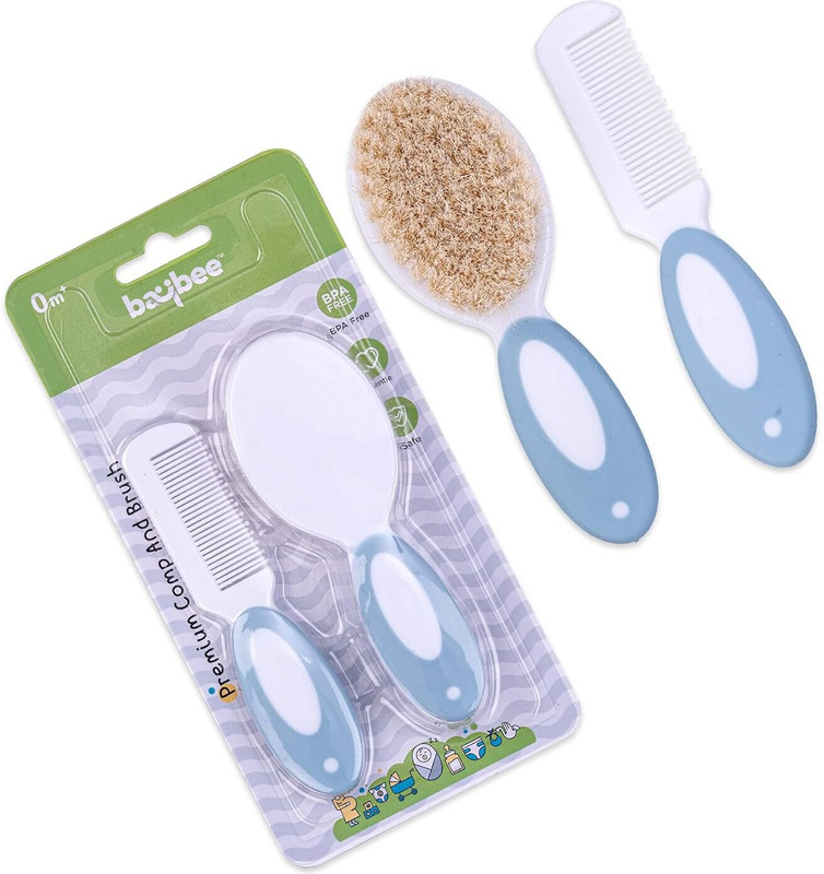 baybee Premium Baby Hair Brush and Comb Set for Newborns and Toddlers(White & Blue)