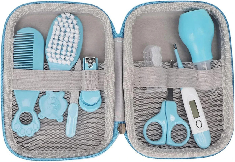 Smizzy New Born Baby Grooming Kit For kids | Pack of 9 In1 Healthcare Accessories Set(Blue)