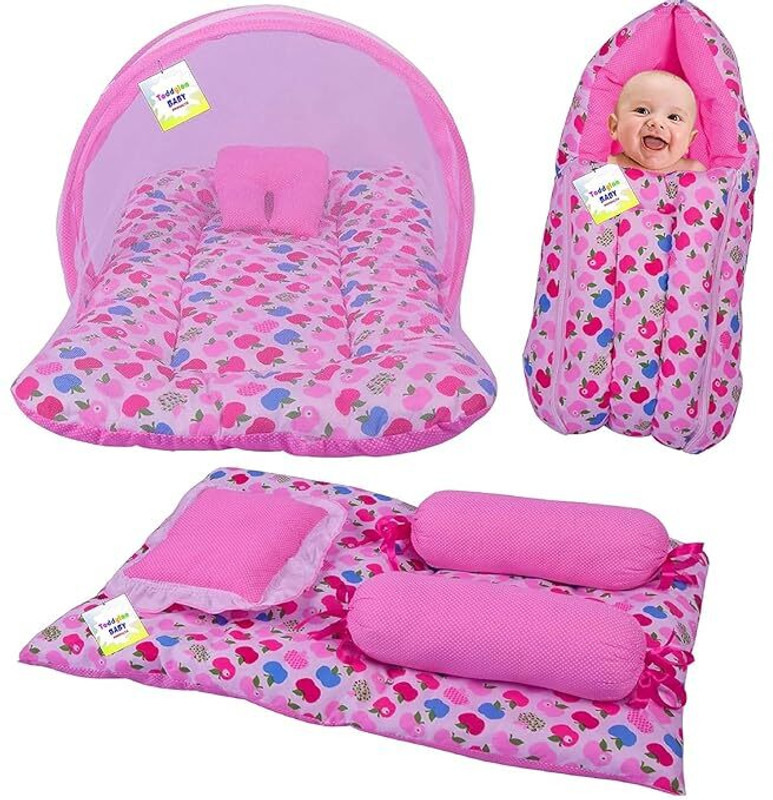 Toddylon New Born Baby Daily Essentail Bedding Combo Pack(0-6 Months)(Pink)