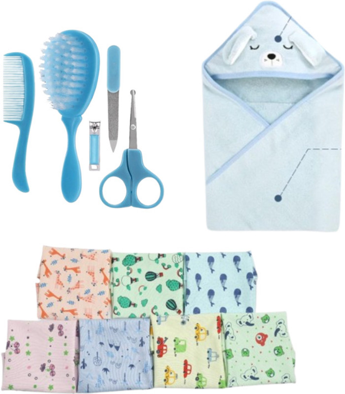 KALRA MAGIC Baby Care Combo Grooming Kit with Hooded Towel and Hanky Set(Multicolor)