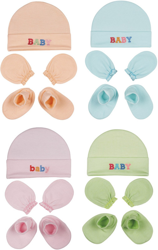 MEEOWMEE Newborn Baby Mitten Sets with Cap and Booties Set/Newborn Gloves Set(Multicolor)
