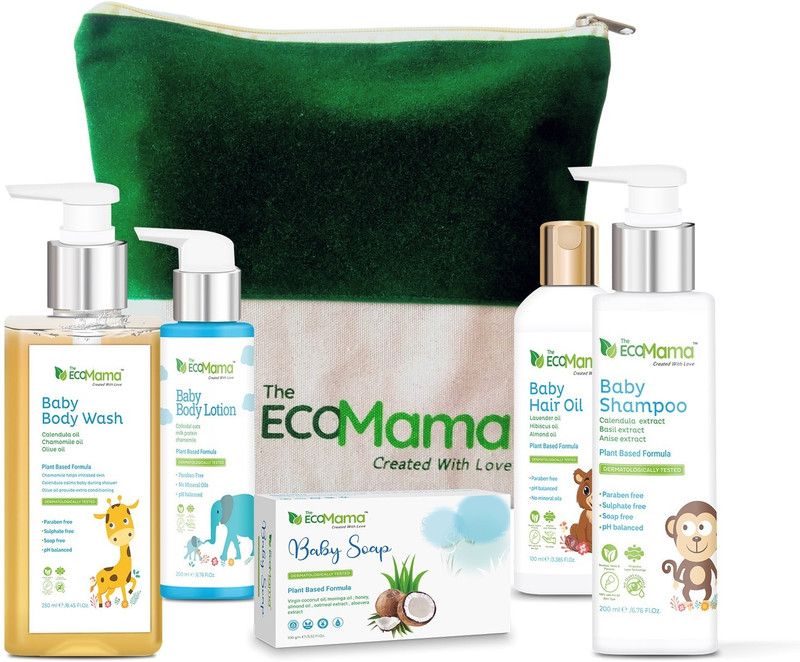 The Eco Mama 5-in-1 Baby Care Kit (Large)| Shampoo, Soap, Body Lotion, Body Wash, Hair Oil(Green)