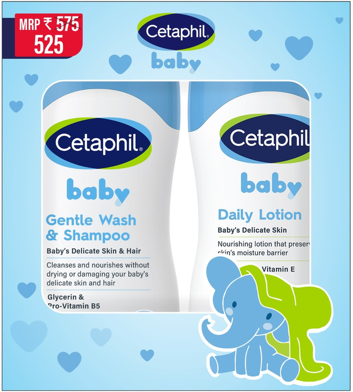 Cetaphil Baby Travel Pack-Gentle Daily Lotion 50ml+Wash & Shampoo 50ml Flipkart Exclusive(Multicolor)