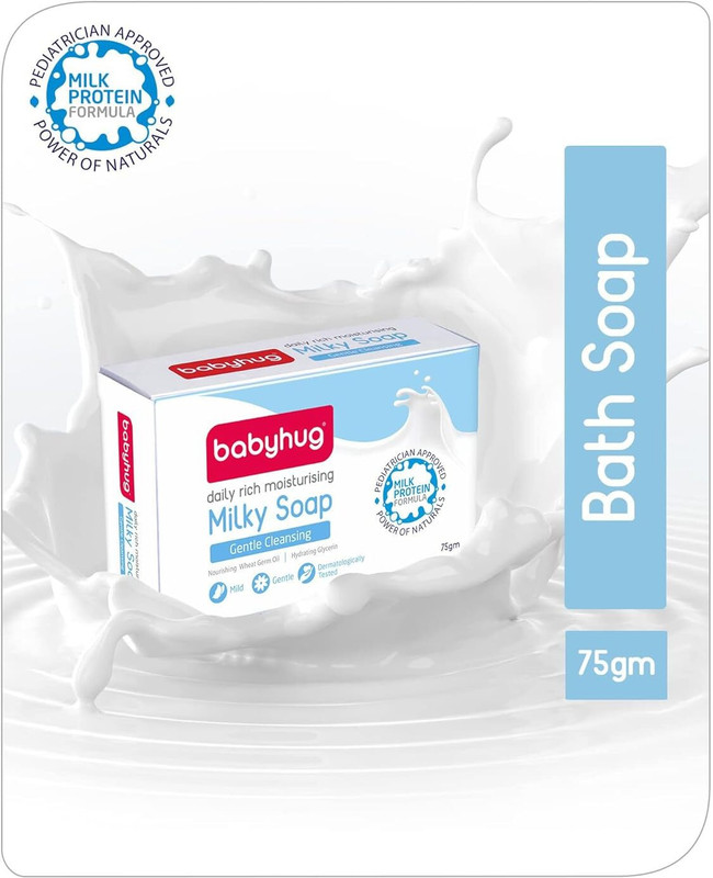 babyhug Daily Rich Moisturising Milky Baby Soap (75G, Pack of 4),(4 x 75 g)