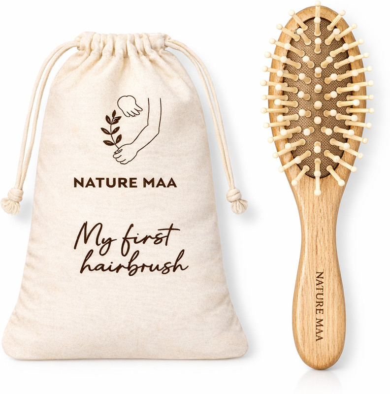 Nature Maa Baby Hair Brush for Newborn | Soft Bristles Gentle Baby Hair Care(Brown)